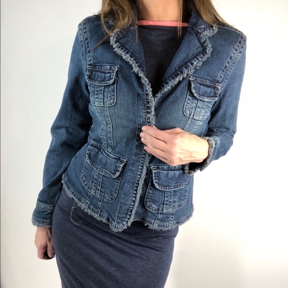 A.M.I. Jackets & Blazers - AMI jacket stretch denim frayed edges Sz M